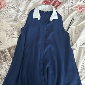 Sharagano Navy Top with White Collar